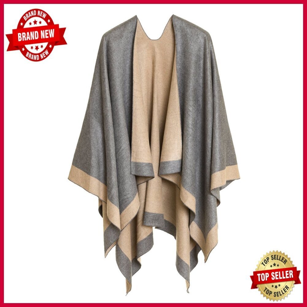 Women's 48" x 48" Viscose Poncho Shawl Wrap Cape Cardigan Travel Blanket